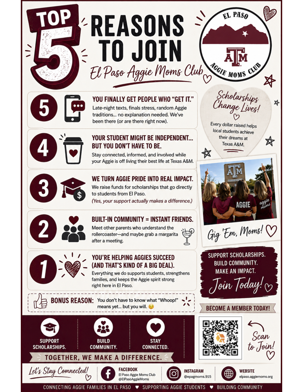Top 5 Reasons to Join El Paso Aggie Moms